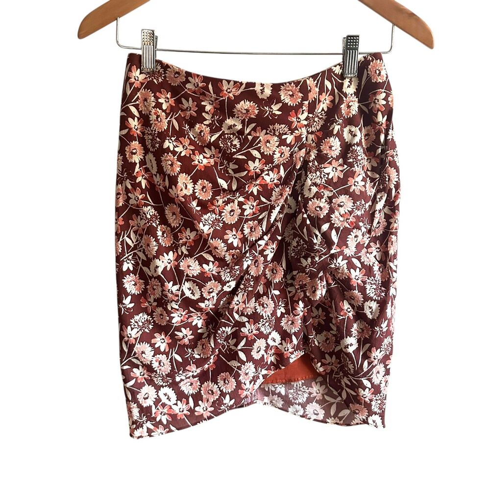 THE‎ WESTSIDE Zuri Draped Mini Skirt Brown NWT X-Small